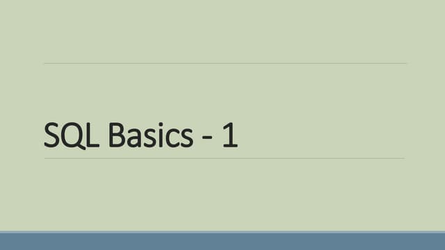 Sql basics | PPT
