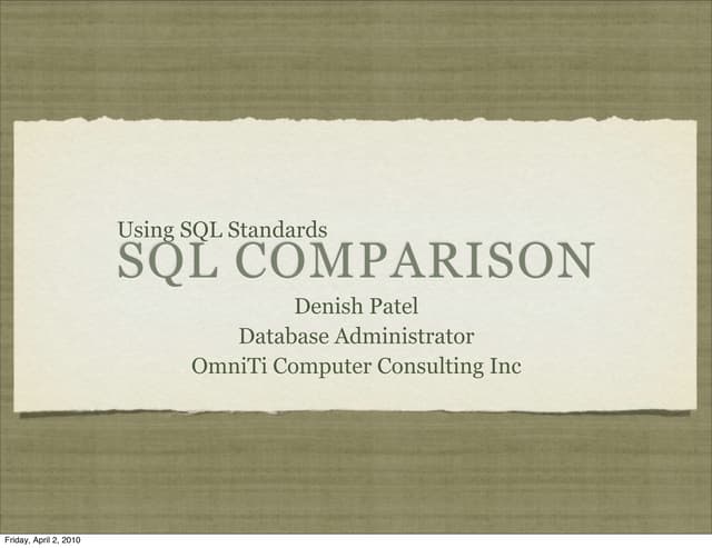 Using SQL Standards? Database SQL comparition