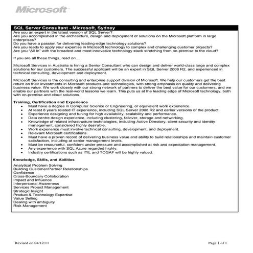 Sql consultant   sydney