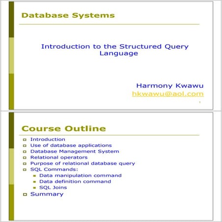 Introduction to the Structured Query Language SQL | PDF