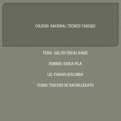 Como utilizar sql en visual basic 6.0 | PPTX