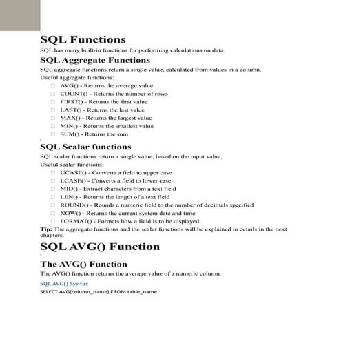 Sql functions | PDF