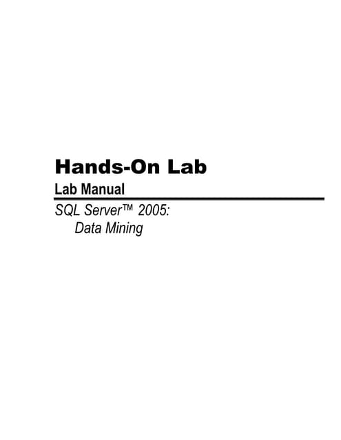 Hands-On Lab Data Mining - SQL Server