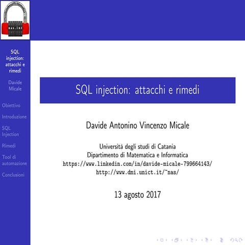 Sql Injection: attacchi e rimedi