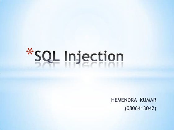 Sql Injection Tutorial! | PPT