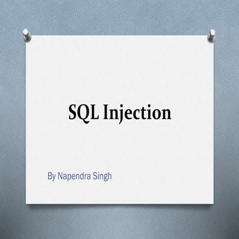 Sql injection - security testing | PPT