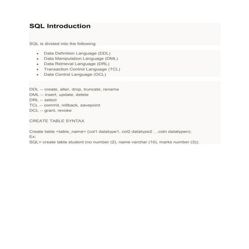 Sql introduction | PDF