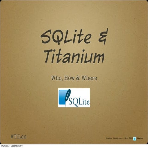 SQLite - Dynamic Data in Titanium