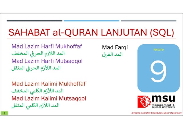 Mad Lazim Harfi, Mad Lazim Kalimi, Mad Farq