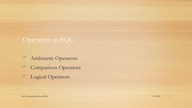 database management system: SQL operators | PPT