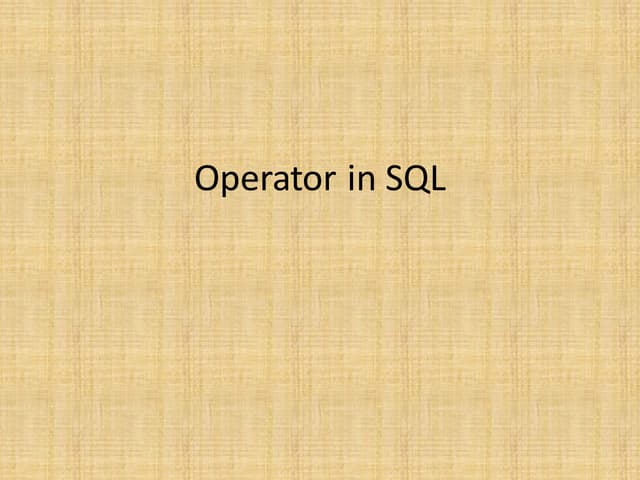 Sql Operator Pdf Sql Operator Pdf