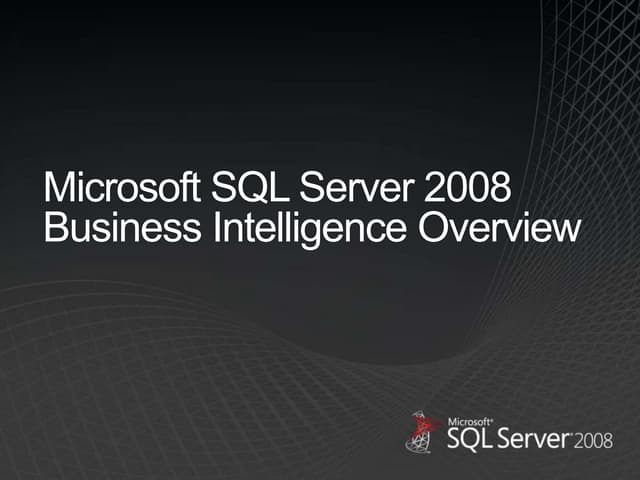 Sql server 2008 business intelligence tdm deck