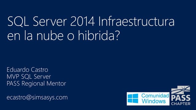 SQL Server 2014 infraestructura hibrida y nube