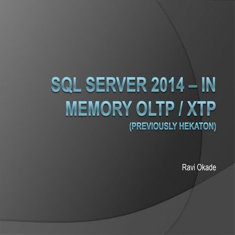 Sql Server 2014 In Memory | PPT