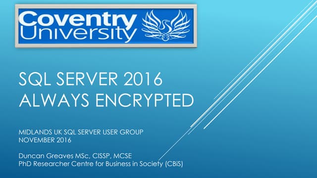 Sql Server 2016 Always Encrypted