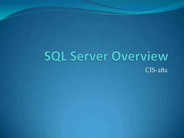 SQL Server Intro | PPTX | Databases | Computer Software and Applications