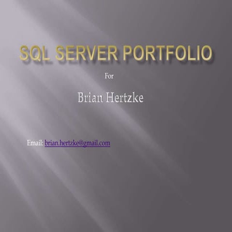 Sql Server Portfolio | PPT