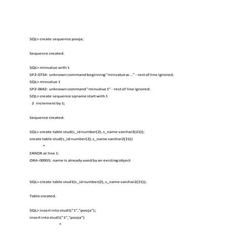 Sql seuence and sub queries