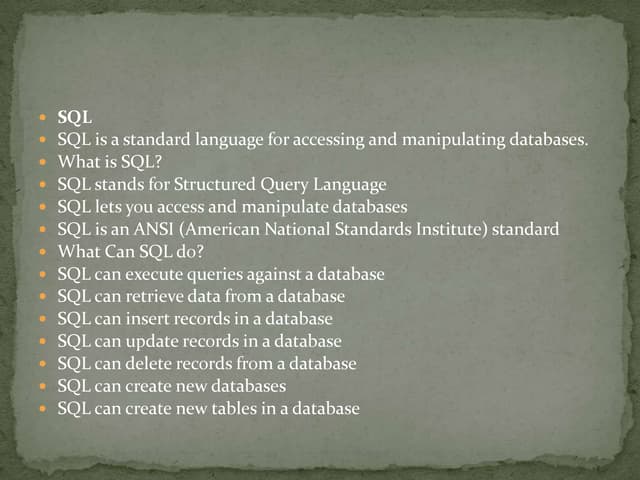 Sql slid