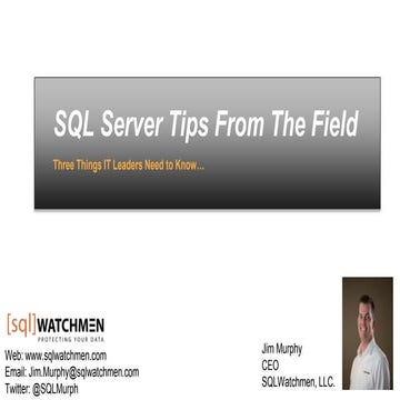Sql Server tips from the field | PPT