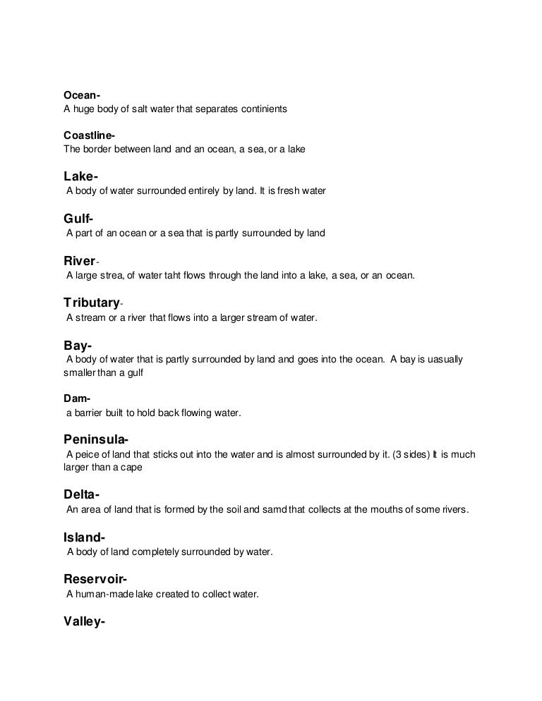 geographic landform definitions geographic preference definition