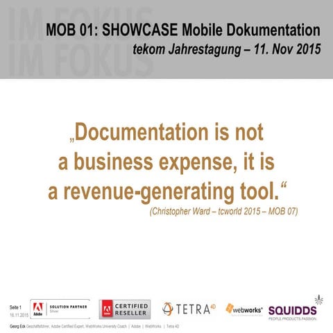 Maschinen Visualisierung | TechComm GO MOBILE (#tekom15 #tcworld15)