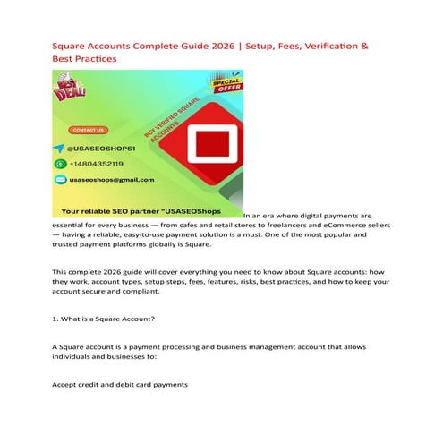 Square Accounts Complete Guide 2026 | Setup, Fees, Verification & Best ...
