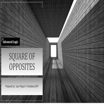 SQUARE OF OPPOSITION IN ADANCED LOGIC AND CATEGORICAL CLAIM