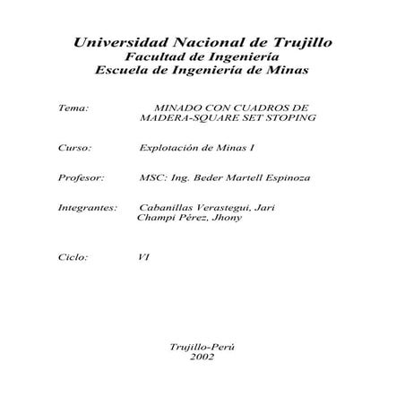 Square set stoping | DOC