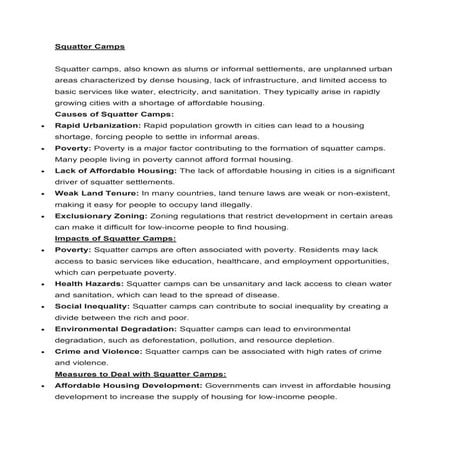Settlement Geography - Brazil and South Africa illegal settlements Case Study.