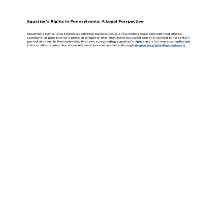 Squatter’s Rights in Pennsylvania.docx