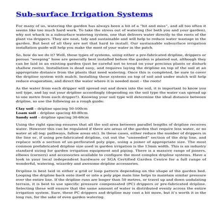 Sub-Surface Irrigation Systems for Drought Gardening