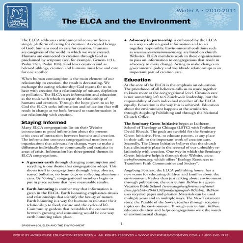The ELCA and the Environment  