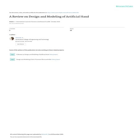 A Review on Design and Modeling of Artificial Hand