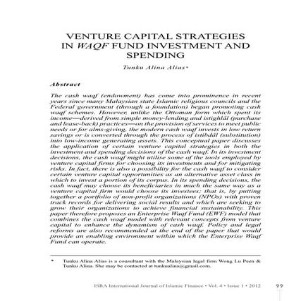Venture Capital Strategies in Waqf Fund Investment and Spending