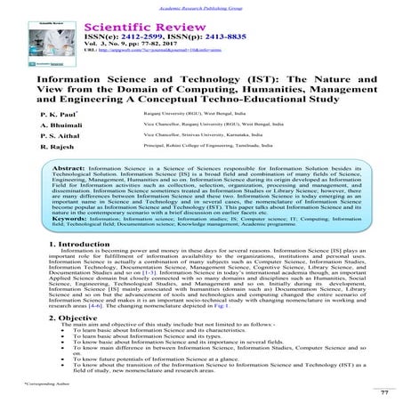 Information Science and Technology (IST): The Nature and  View from the Domai...
