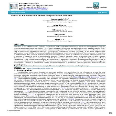 Effects of Carbonation on the Properties of Concrete