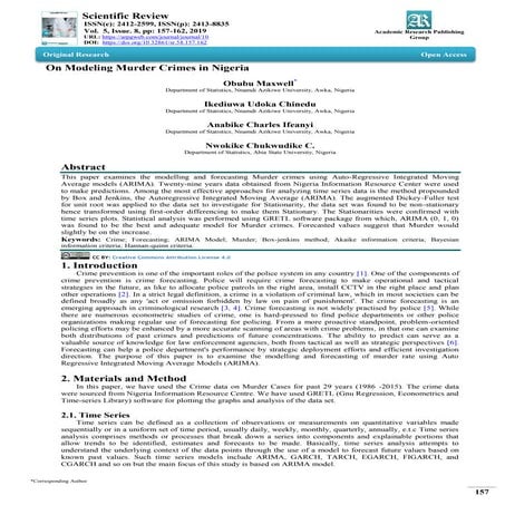 On Modeling Murder Crimes in Nigeria