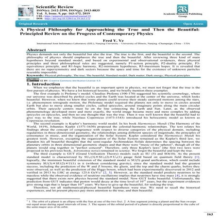 A Physical Philosophy for Approaching the True and Then the Beautiful: Princi...