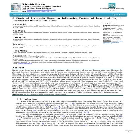 A Study of Propensity Score on Influencing Factors of Length of Stay in Hospitalized Patients with Burns
