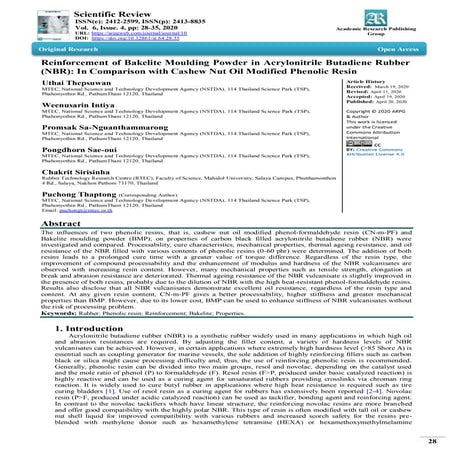Reinforcement of Bakelite Moulding Powder in Acrylonitrile Butadiene Rubber (NBR): In Comparison with Cashew Nut Oil Modified Phenolic Resin