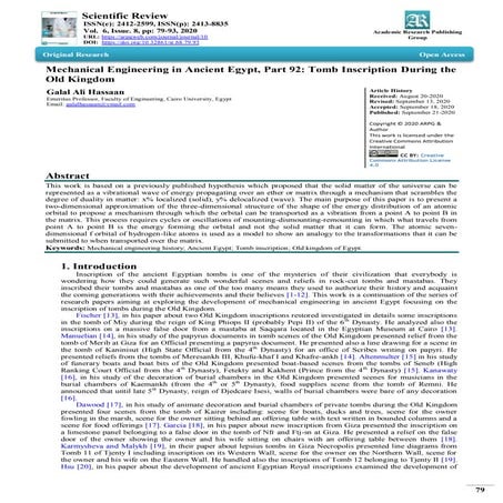 Mechanical Engineering in Ancient Egypt, Part 92: Tomb Inscription During the Old Kingdom