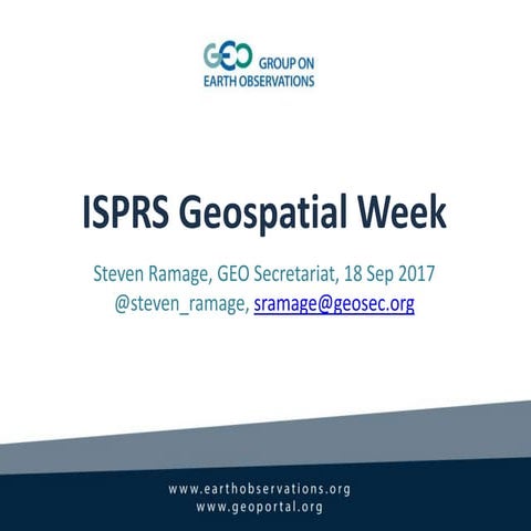 Ramage Keynote ISPRS Geospatial Week 2017