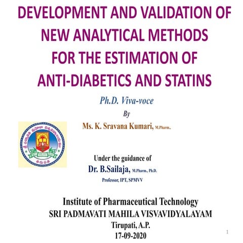 Ph.D. viva voce presentation on Anti-diabetics and statins