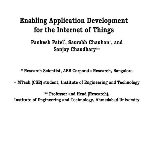 SRCenabling application development for the internet of things | PPT