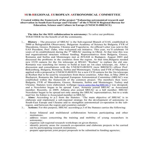 Sreac   sub-regional european astronomical commitee