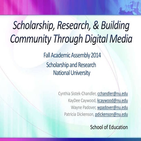 Learning Communities in the School of Education, National Unviversity