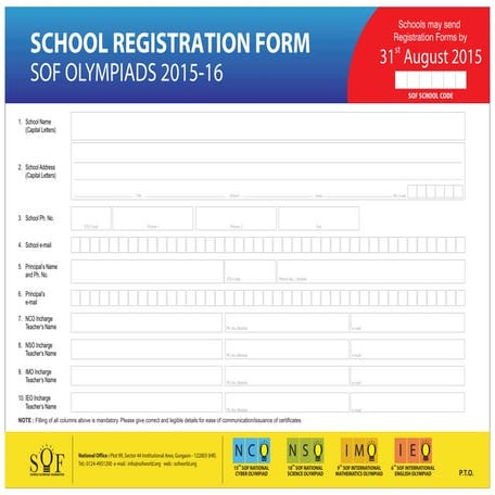 Srf ( school registration form) 1 (1) | PDF