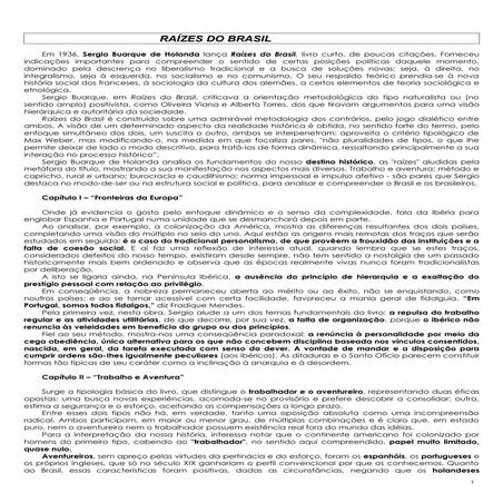 Sérgio buarque de holanda raízes do brasil