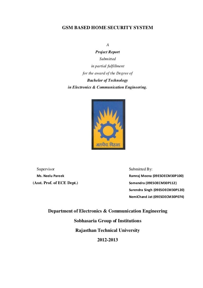 Home security system project report Home security system project report